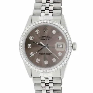 Rolex Datejust 36mm Steel Jubilee Watch with Dark Gray Dial &amp; Diamond Bezel TFJ-142508058