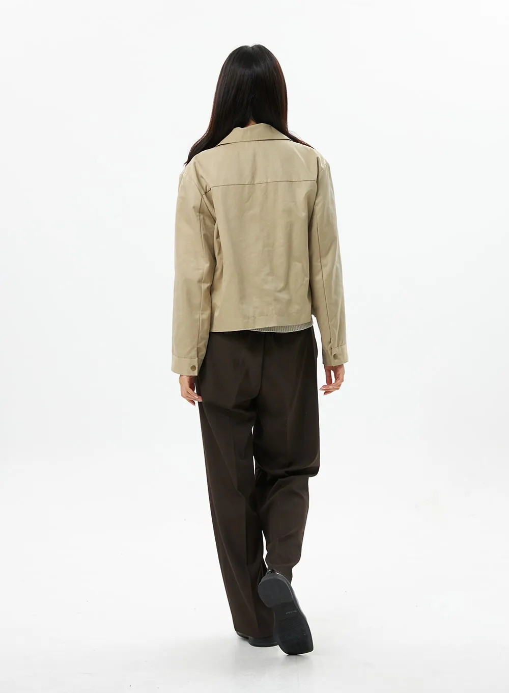 Snap Button Collared Jacket OS325