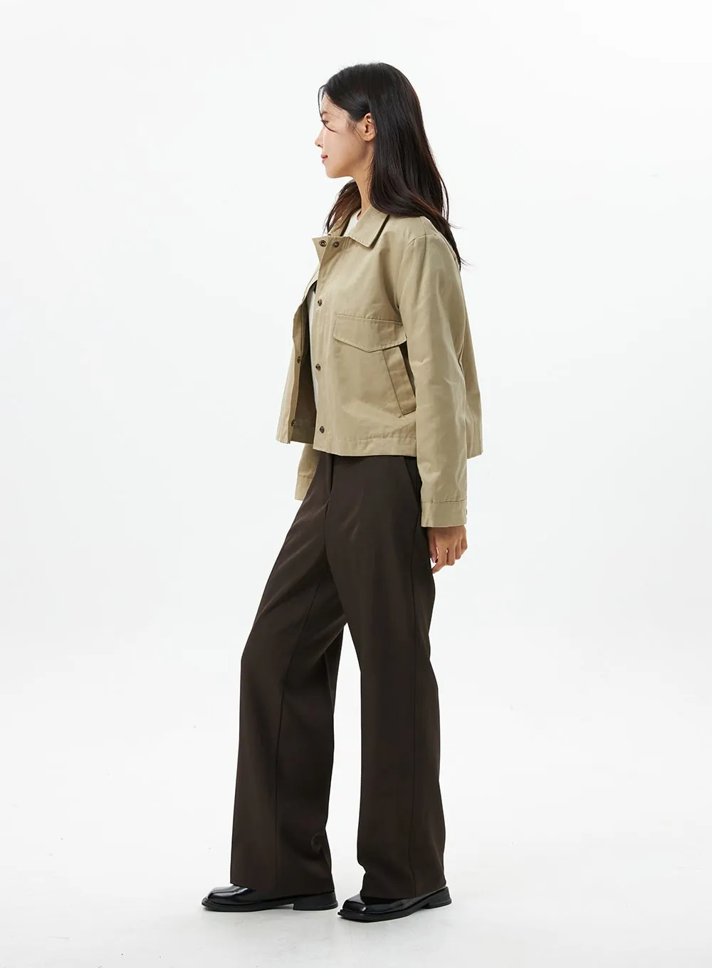 Snap Button Collared Jacket OS325