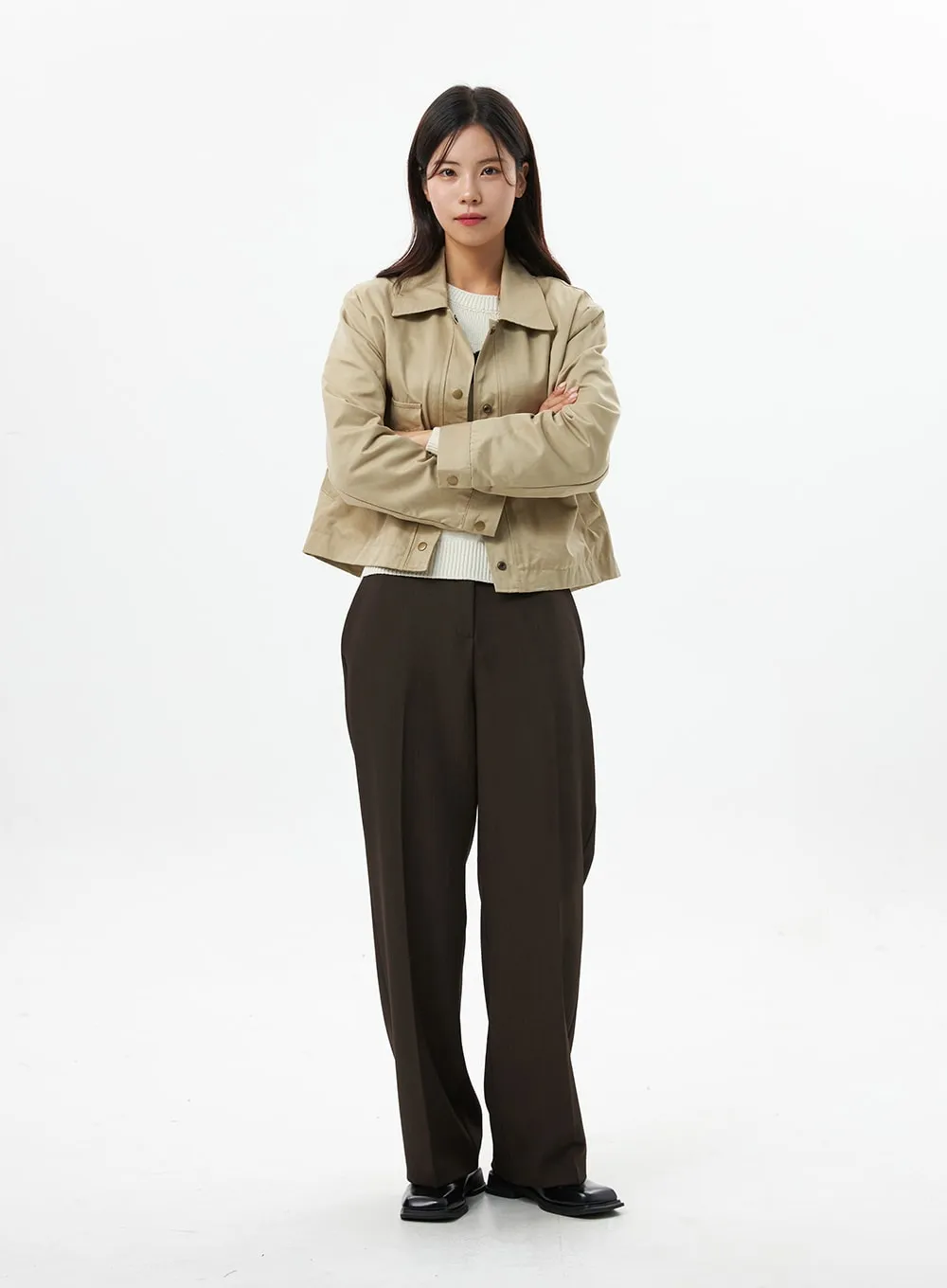 Snap Button Collared Jacket OS325