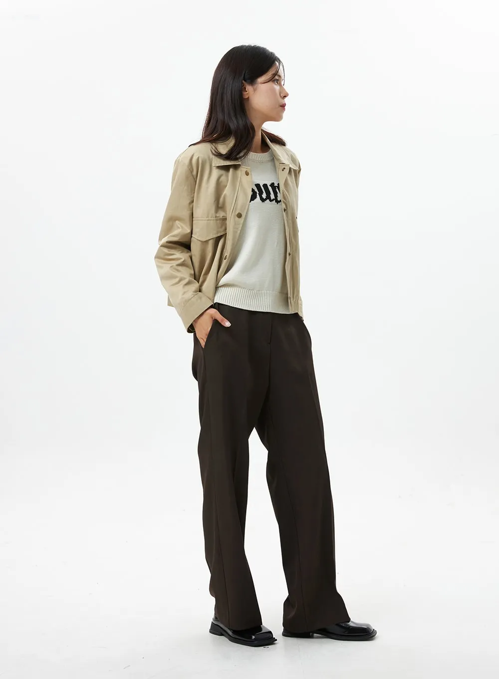 Snap Button Collared Jacket OS325