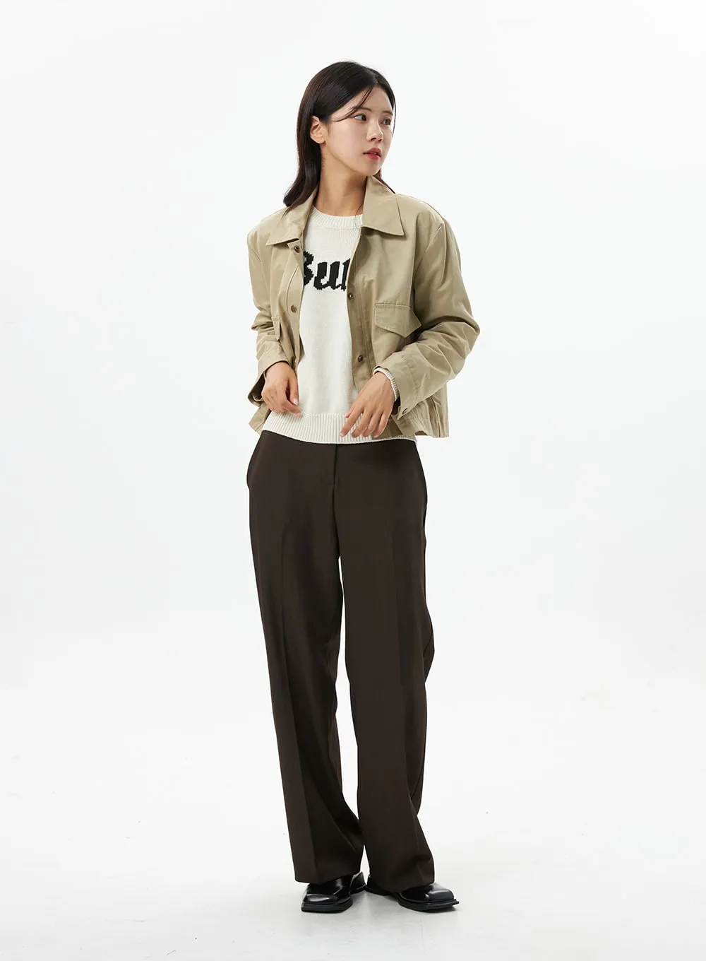 Snap Button Collared Jacket OS325