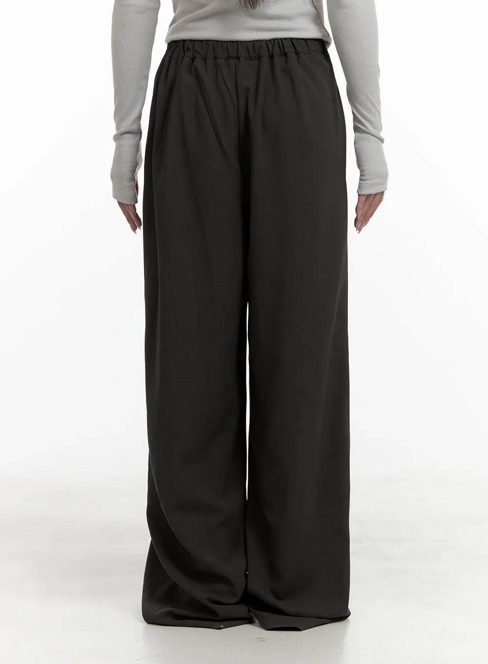 Solid Wrap Wide Leg Trousers CA426