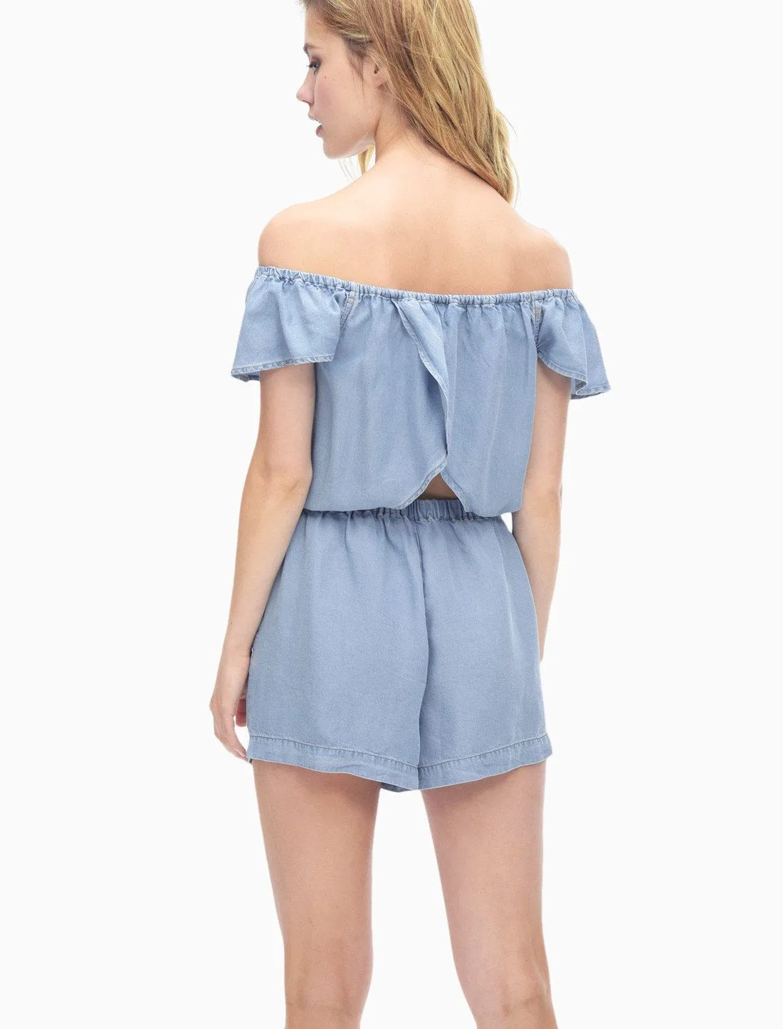 Splendid - Off Shoulder Romper Light Wash
