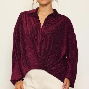 Timeless Babe Textured Velvet Button Down Shirt