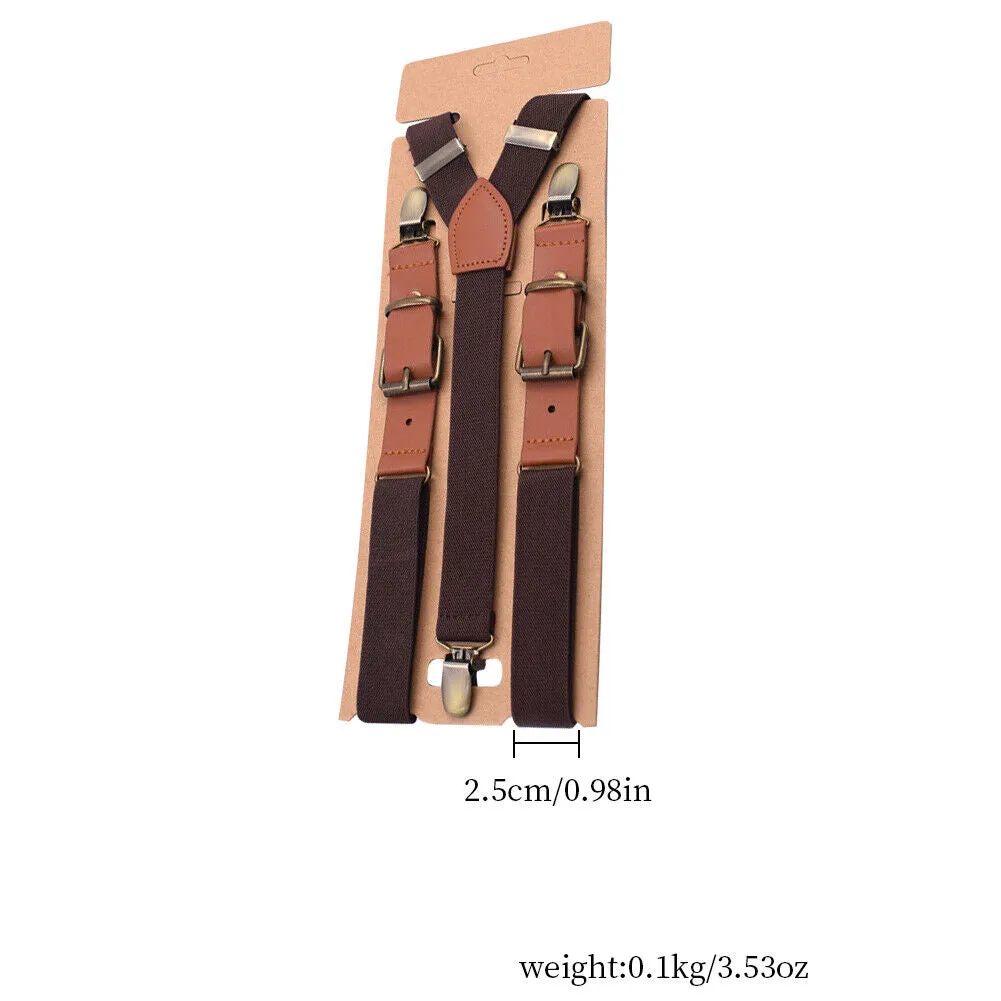 US 1-2 Pack Men Y Back Suspender Swivel Hook Adjustable Y-Shaped Elastic Belt