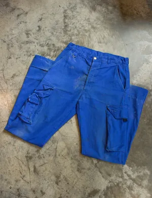 Vintage 80s Light Blue French Cargo Work Pants Size 29x33
