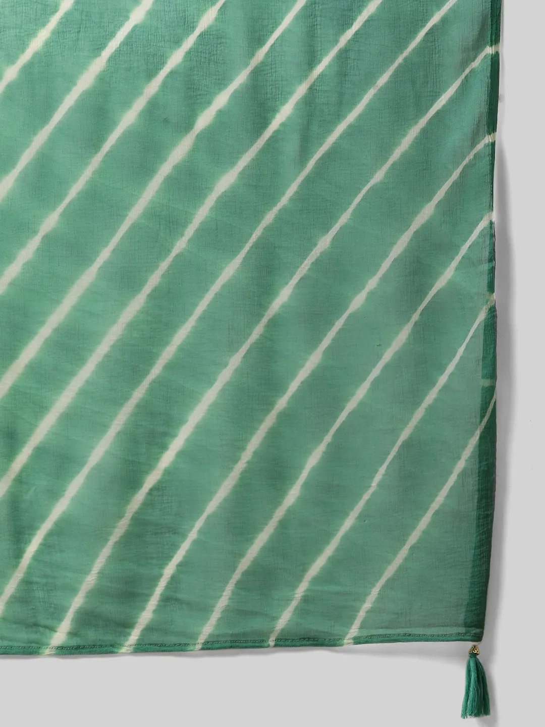 Women Green Floral Print Chanderi Silk Kurta Set