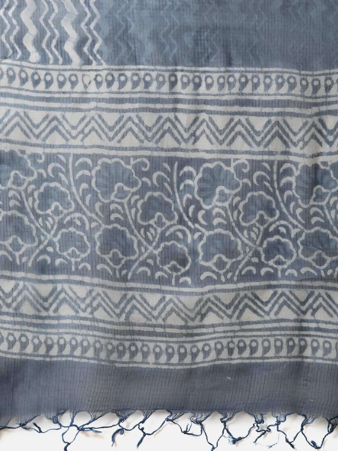 Women Indigo Floral Print Cotton Kurta Set